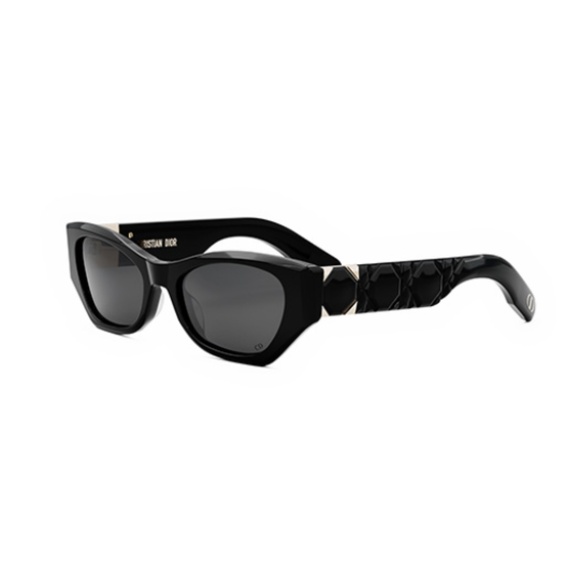 Dior Lady 95.22 B1I 10A0 Black Cannage Gold Smoke Gray Sunglasses - Picture 1 of 2